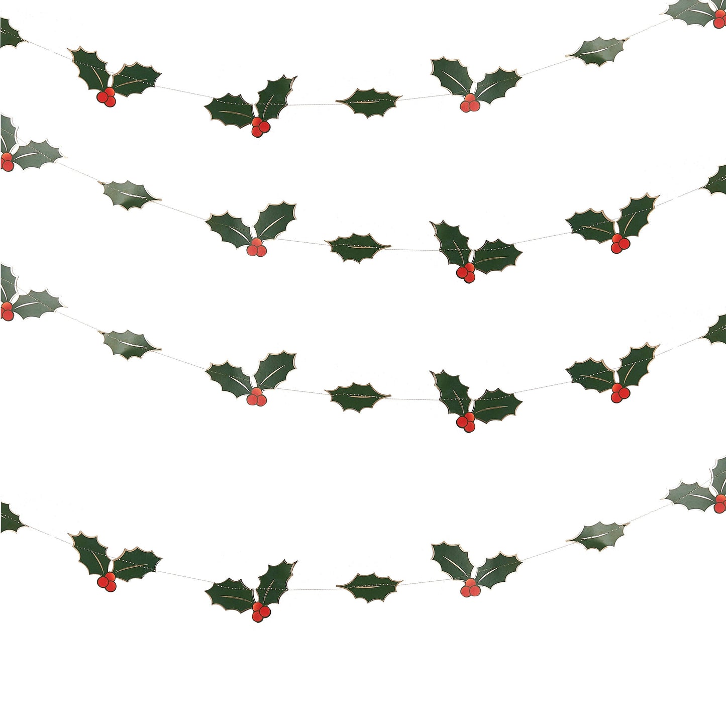 Foiled Holly Leaves Bunting Backdrop- 5 Inner Pack