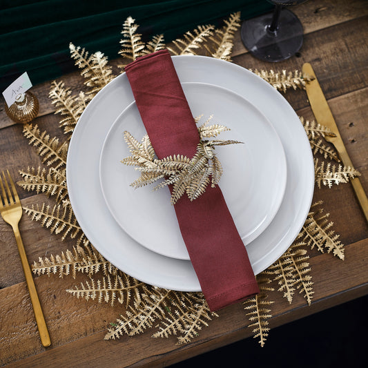 Gold Fern Wreath Christmas Table Place Mats- 5 Inner Pack