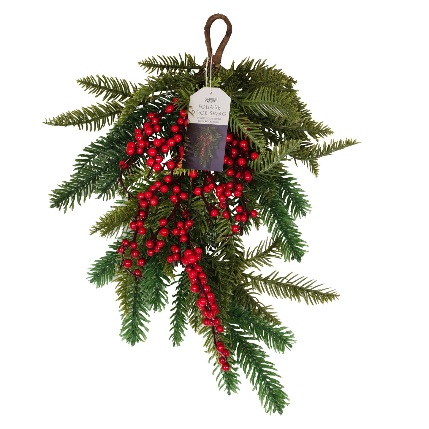 Foliage Christmas Door Swag with Berries- 6 Inner Pack