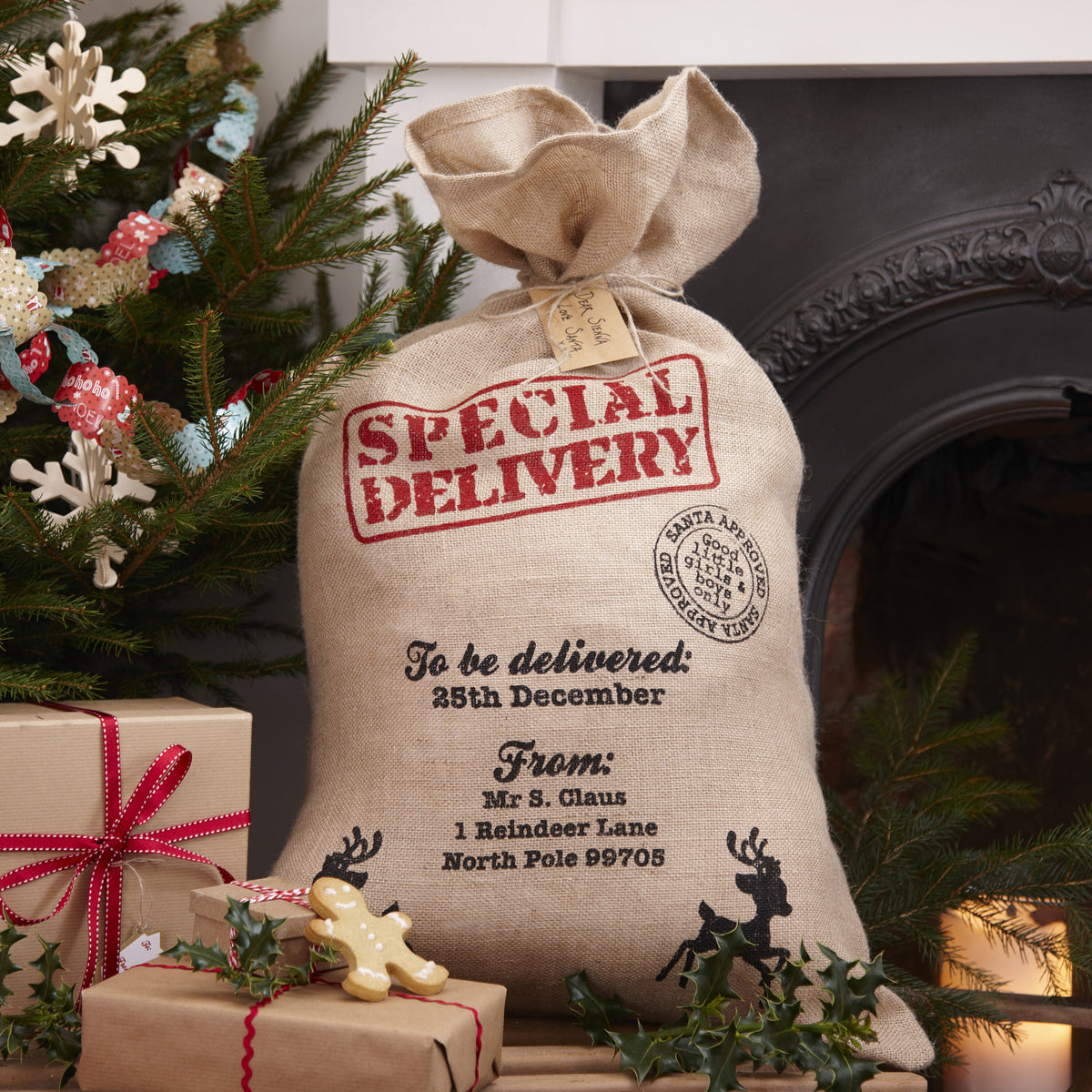 Hessian Christmas Santa Sack- 5 Inner Pack