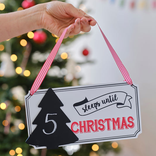 Festive Sleeps Until Christmas Chalkboard Sign - Vintage Noel- 5 Inner Pack