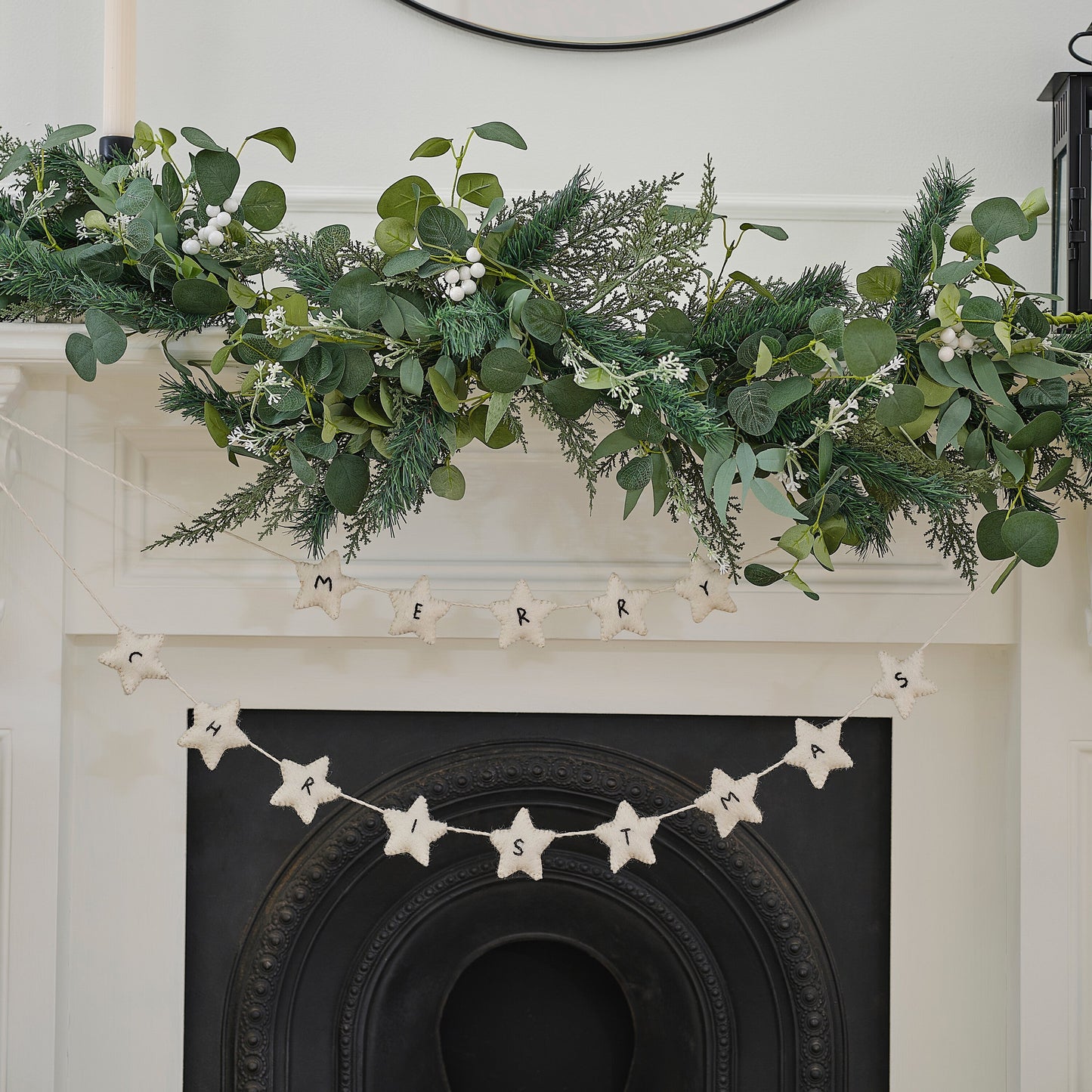 Felt White Star Merry Christmas Bunting- 5 Inner Pack