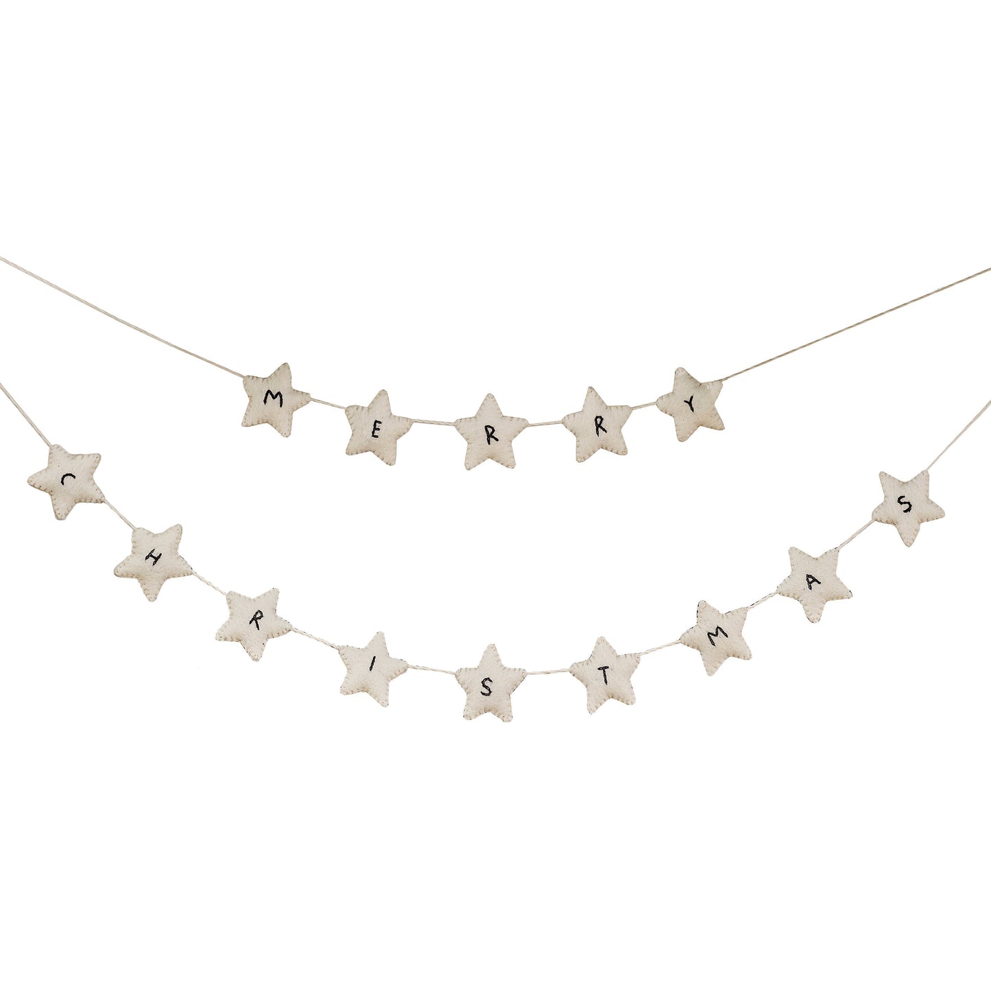 Felt White Star Merry Christmas Bunting- 5 Inner Pack