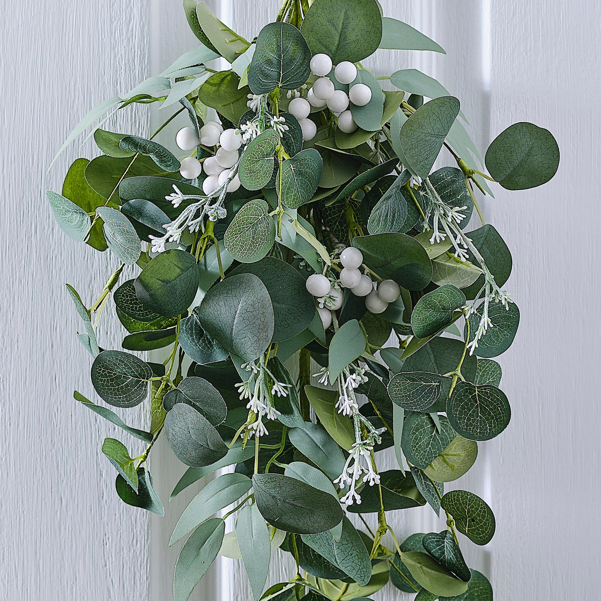 Eucalyptus and White Berries Christmas Door Swag- 5 Inner Pack