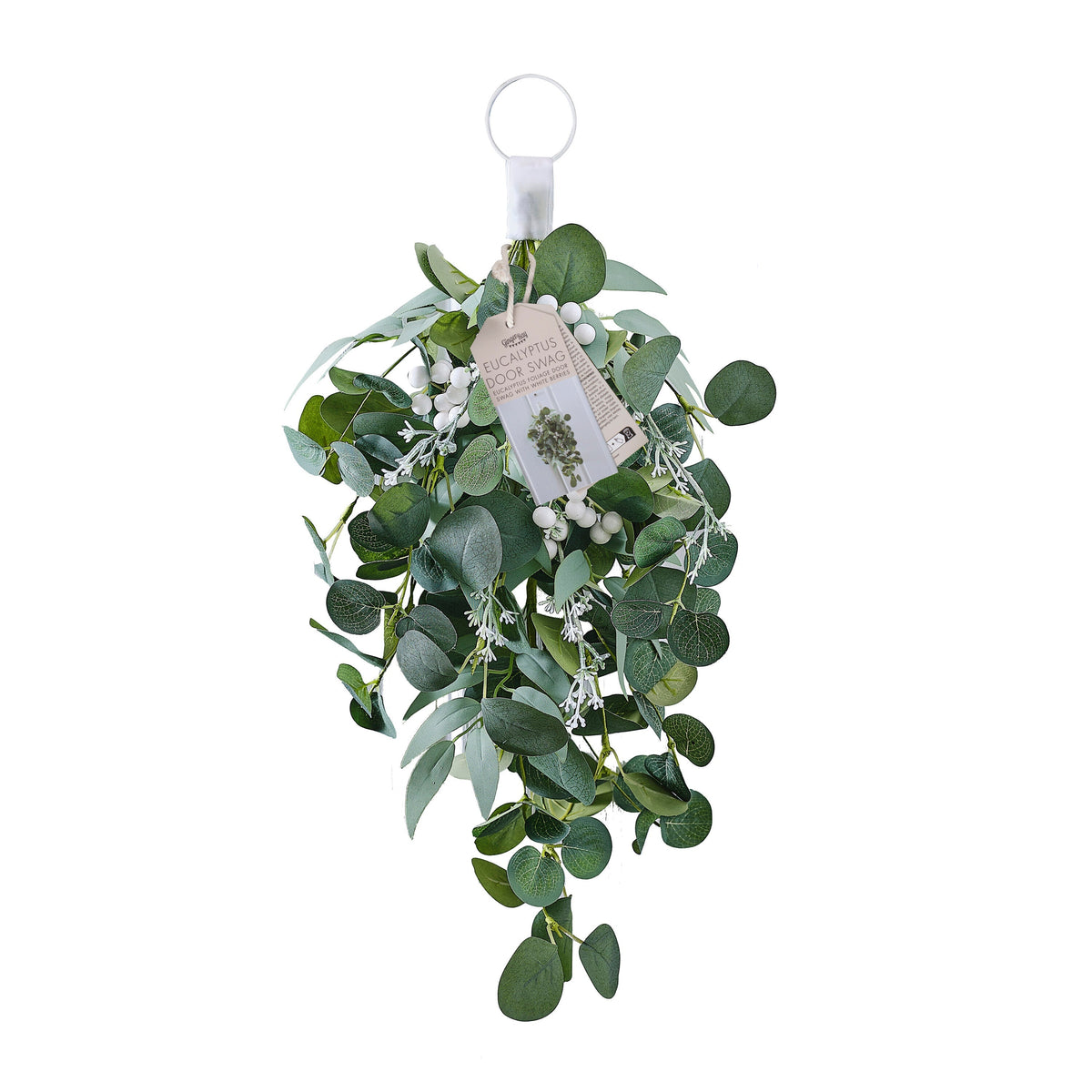Eucalyptus and White Berries Christmas Door Swag- 5 Inner Pack