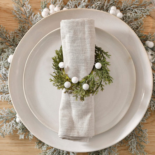 Foliage Christmas Napkin Rings with Berries- 5 Inner Pack