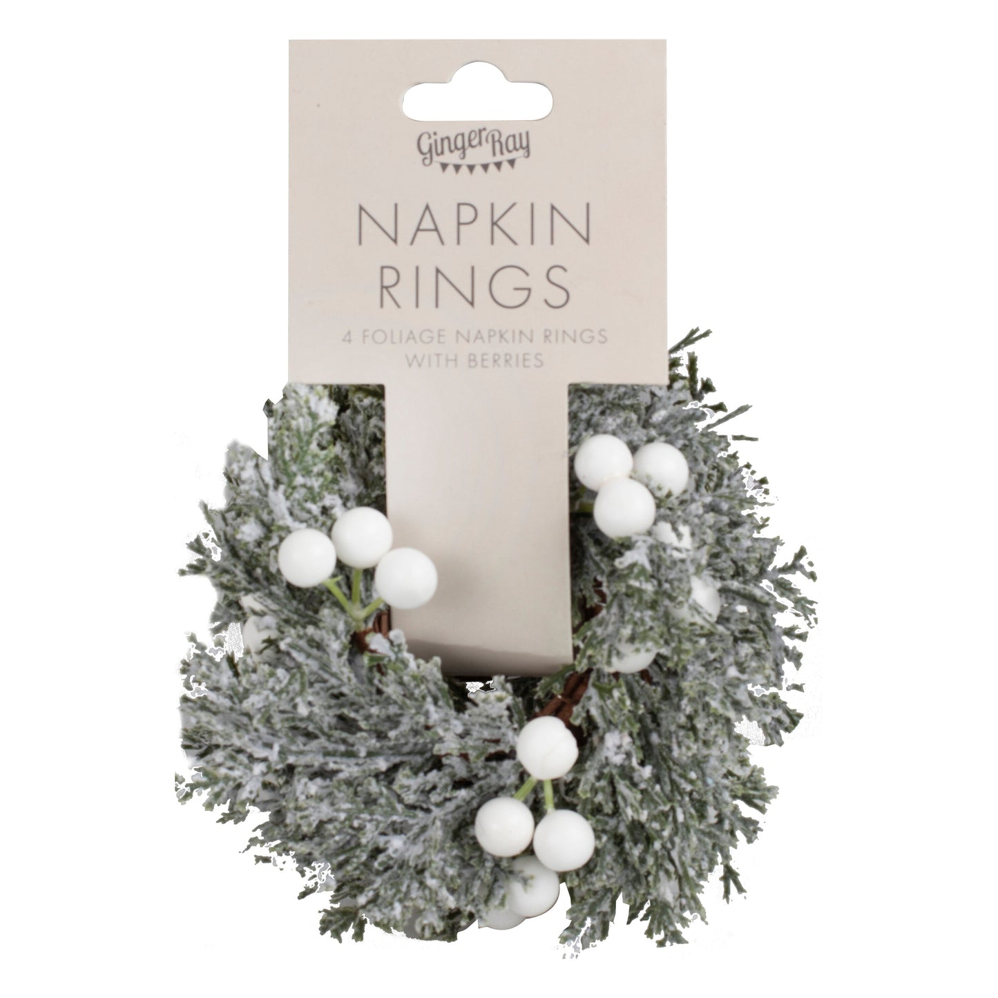 Foliage Christmas Napkin Rings with Berries- 5 Inner Pack