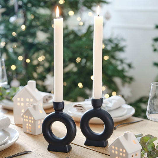 Black Ceramic Candle Holders- 5 Inner Pack