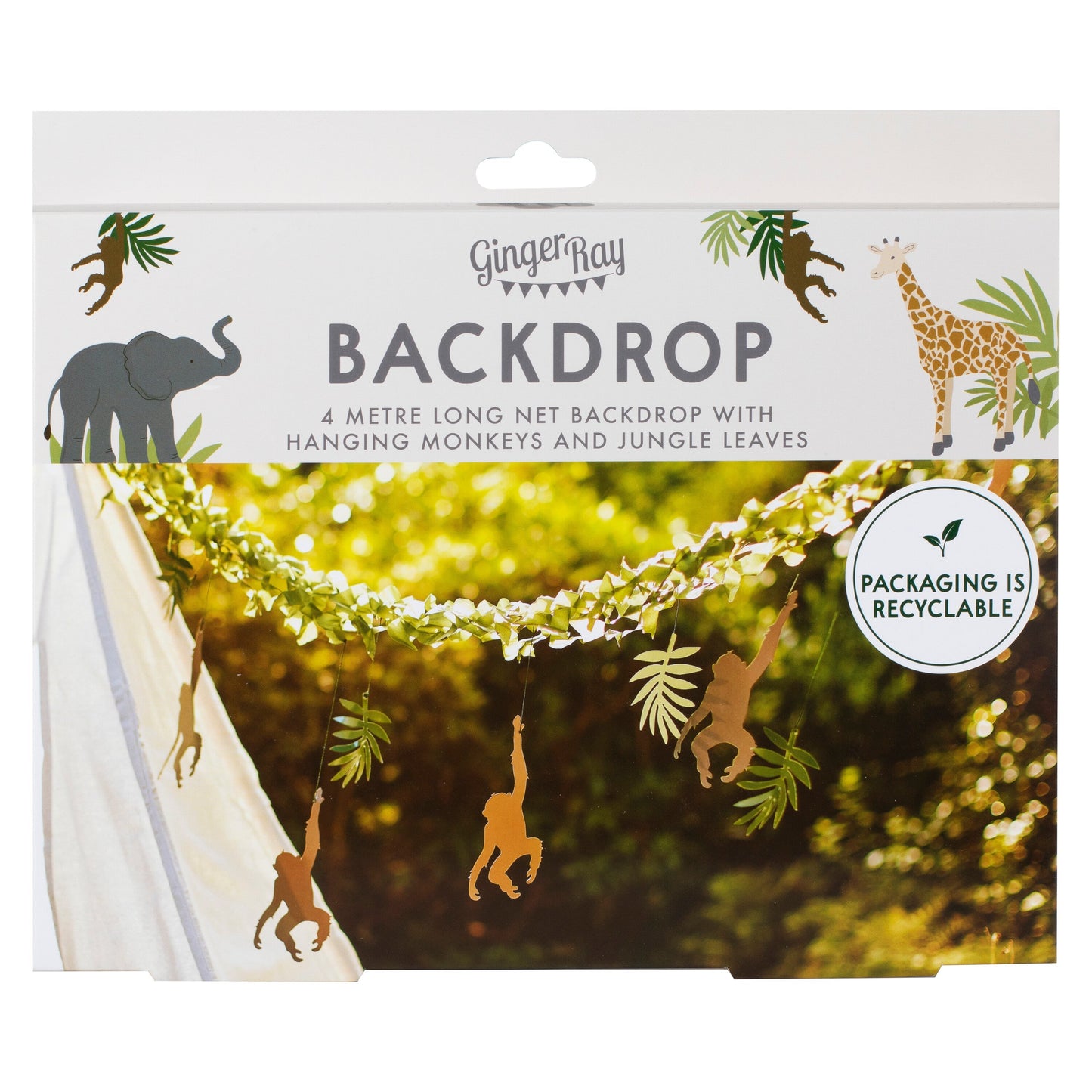 Monkey & Leaf Jungle Bunting Backdrop- 5 Inner Pack