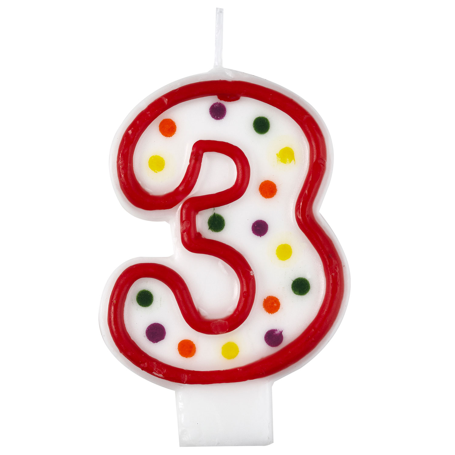 Polka Dot Birthday Candles Number 3 Red 7.5cm - 12 PC : Amscan ...