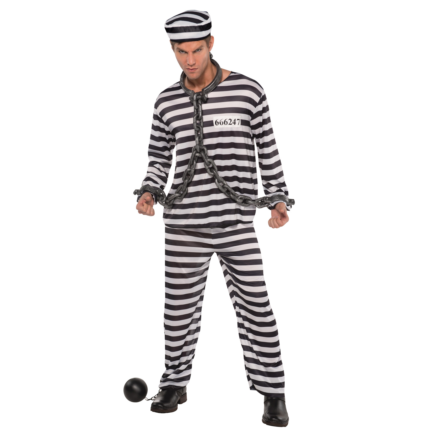 Adults Jailbird Con Prisoner Costume - Size Standard - 1 PC : Amscan ...