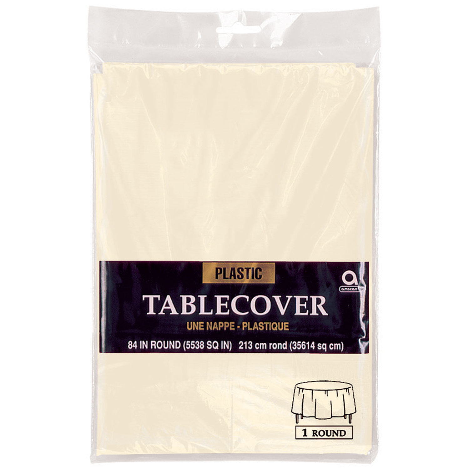 Vanilla Creme Round Plastic Tablecovers 2.13m - 12 PC : Amscan ...