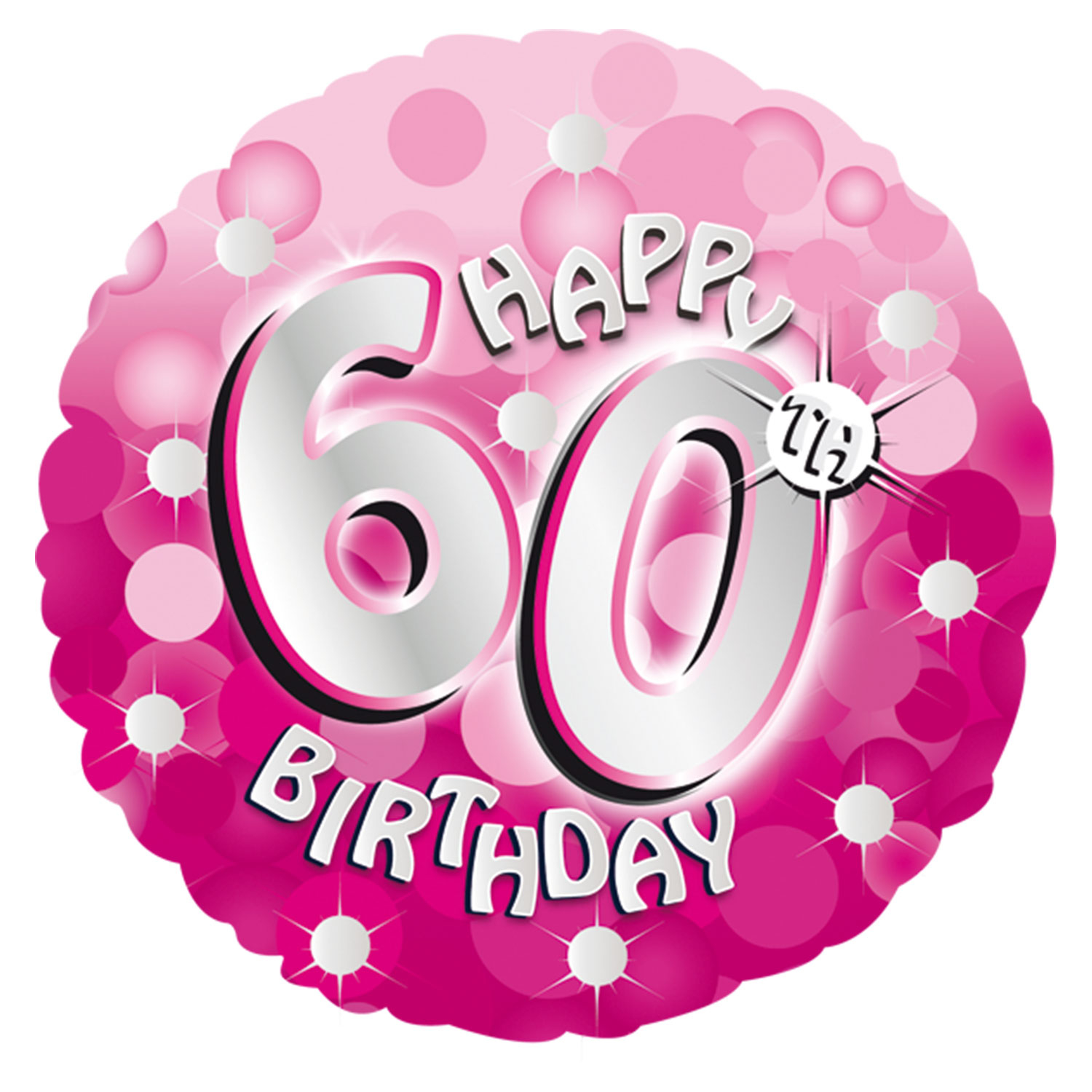 Pink Sparkle Party Happy Birthday 60th Standard Foil Balloons S40 - 5 ...