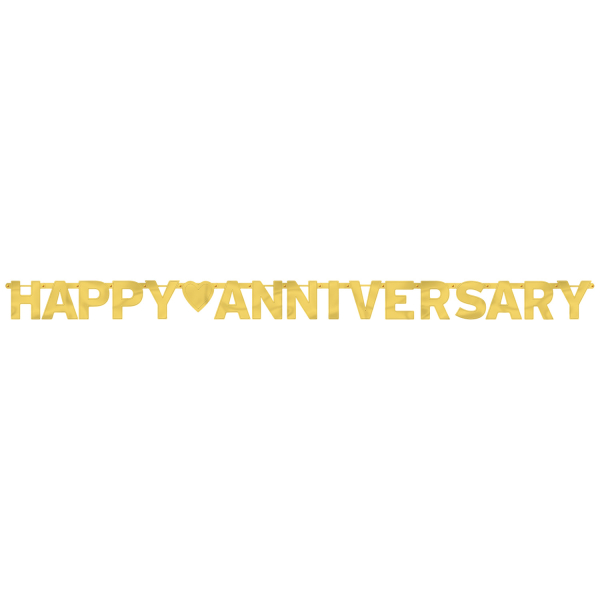 Happy Anniversary Gold Foil Letter Banners 2m x 15.8cm - 12 PC : Amscan ...