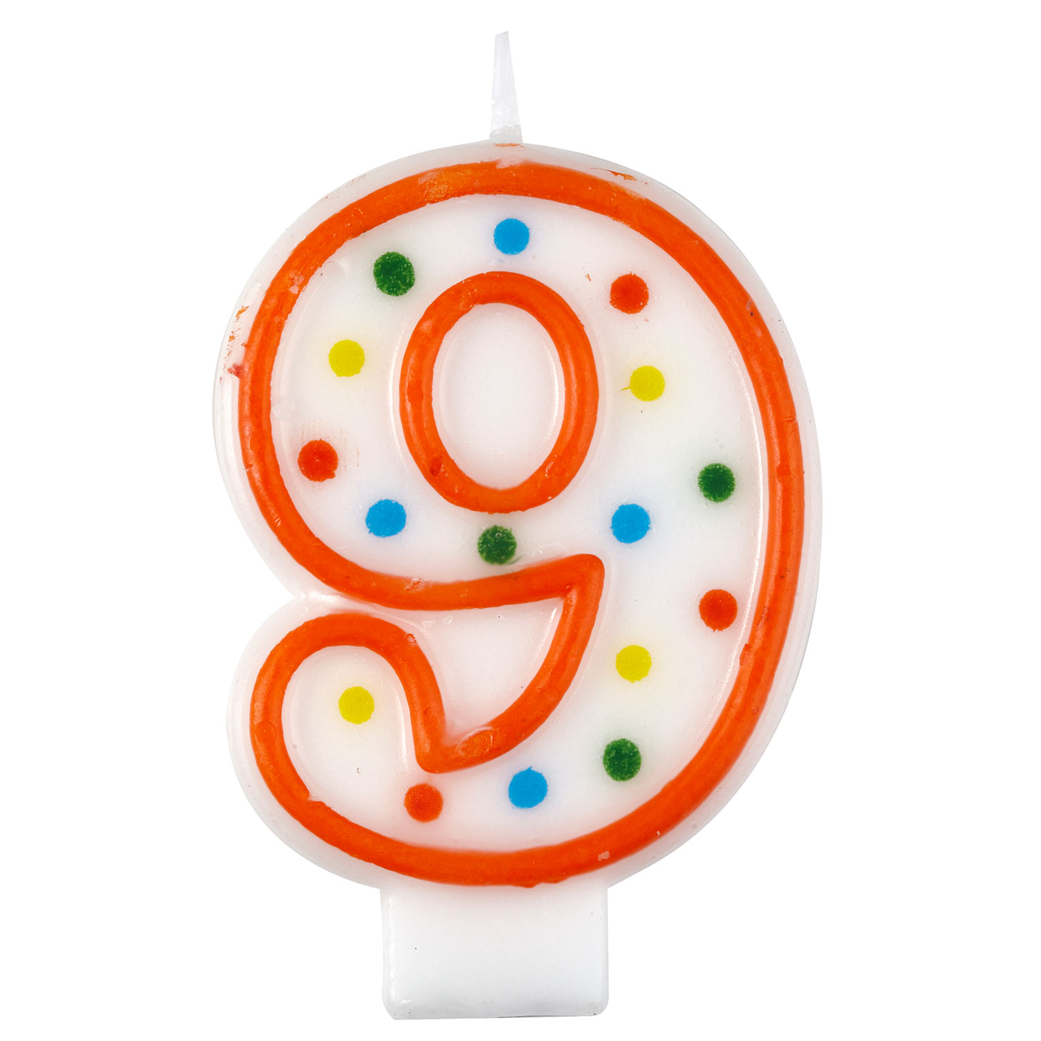 Polka Dot Birthday Candles Number 9 Orange 7.5cm - 12 PC : Amscan ...